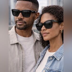 New Authentic Karl Lagerfeld Oversized Black Sunglasses Logo Statement Frames